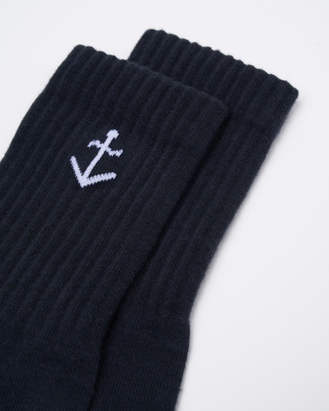 Dark navy socks, Ecru logo S/M