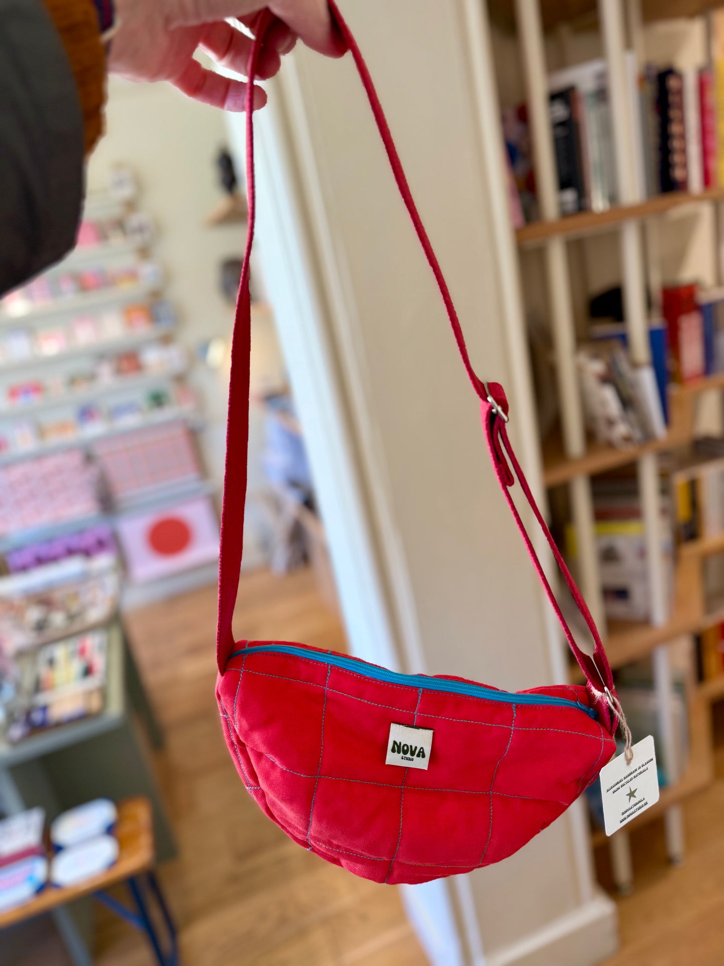 Bum Bag, Scarlet Red & Blue Zip