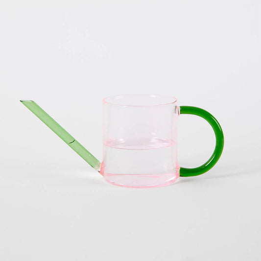 Glass Watering Can - Pink/Green