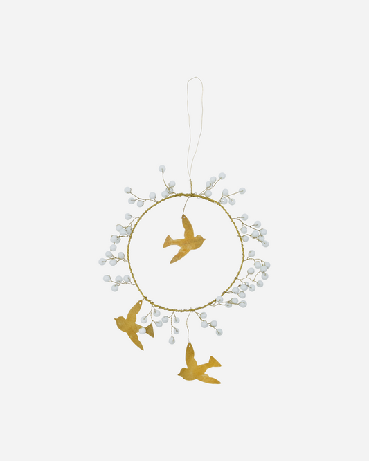 Christmas ornament, Bird, White & Brass