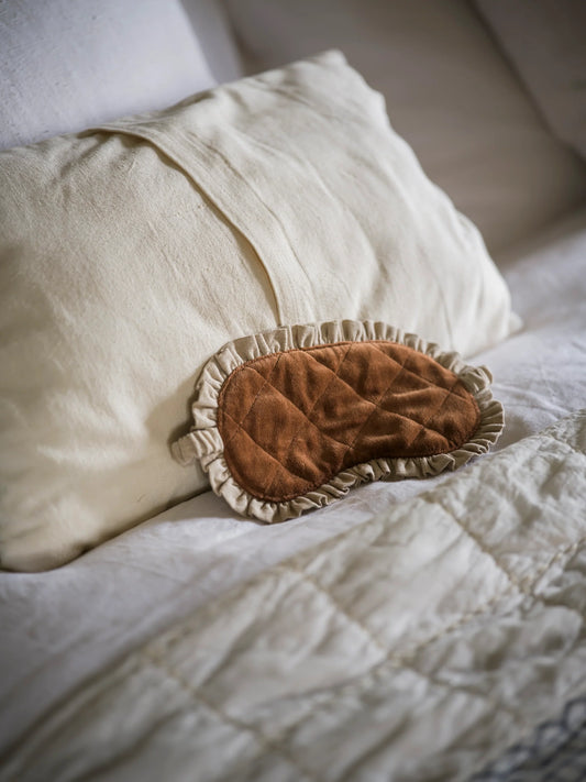 Indian Cotton Velvet & Linen Eye Mask Ginger