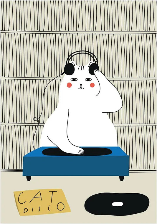 Disco Cat Greetings Card