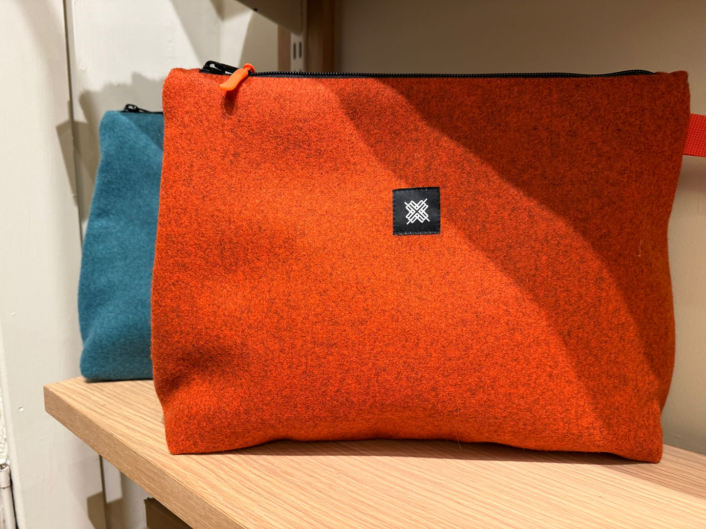Darius Accessory Bag — orange waxed wool