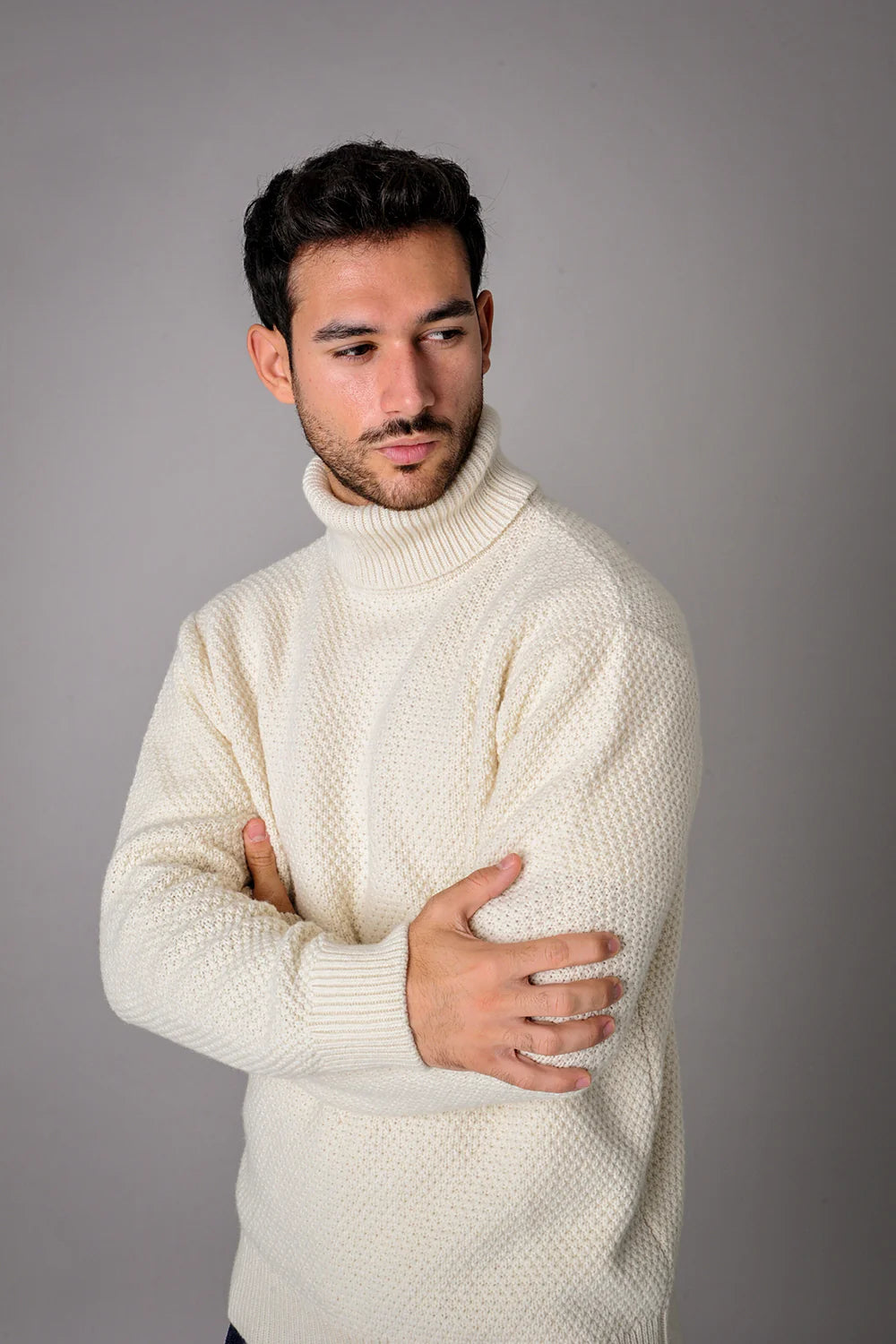 Roll neck jumper, ecru