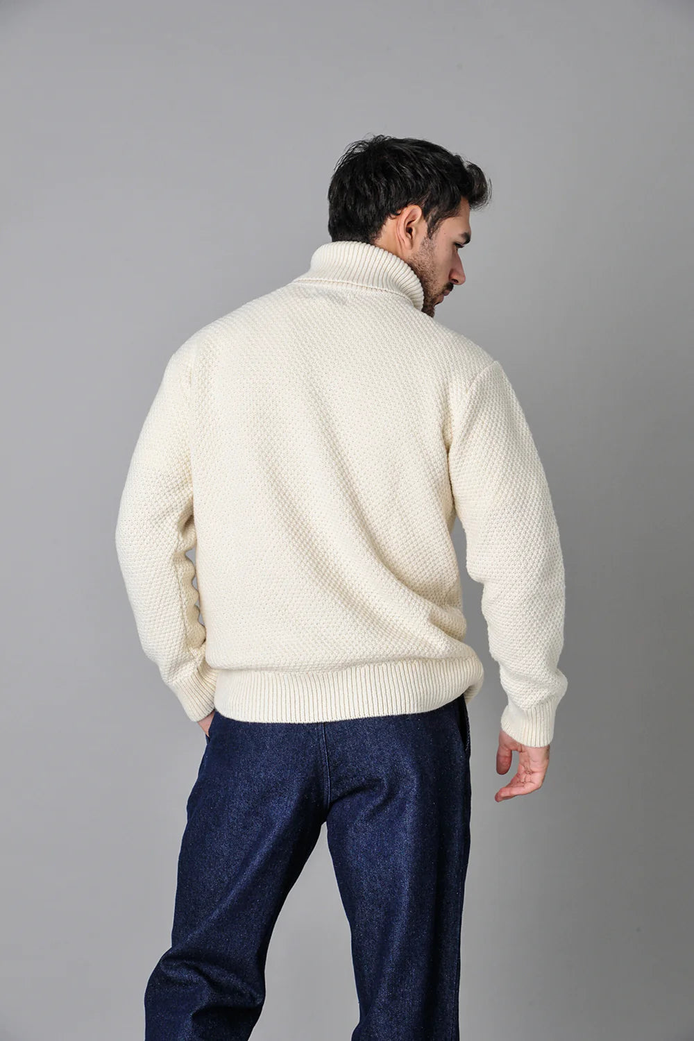 Roll neck jumper, ecru