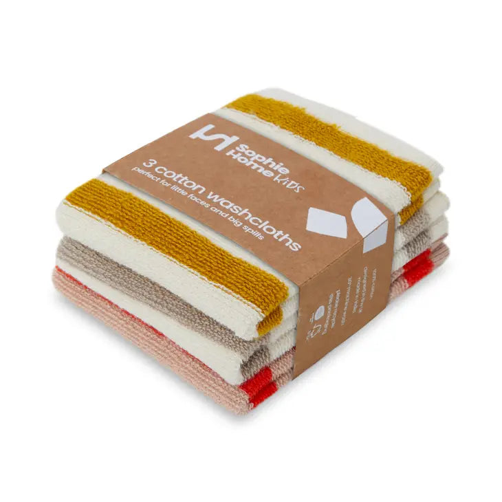 Reusable terry washcloths - striped citrus