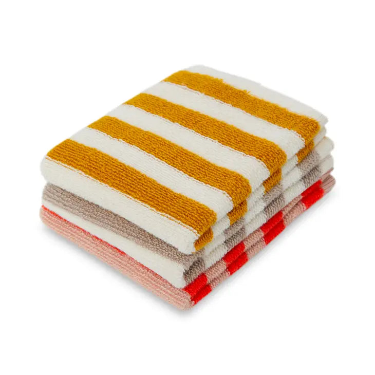 Reusable terry washcloths - striped citrus