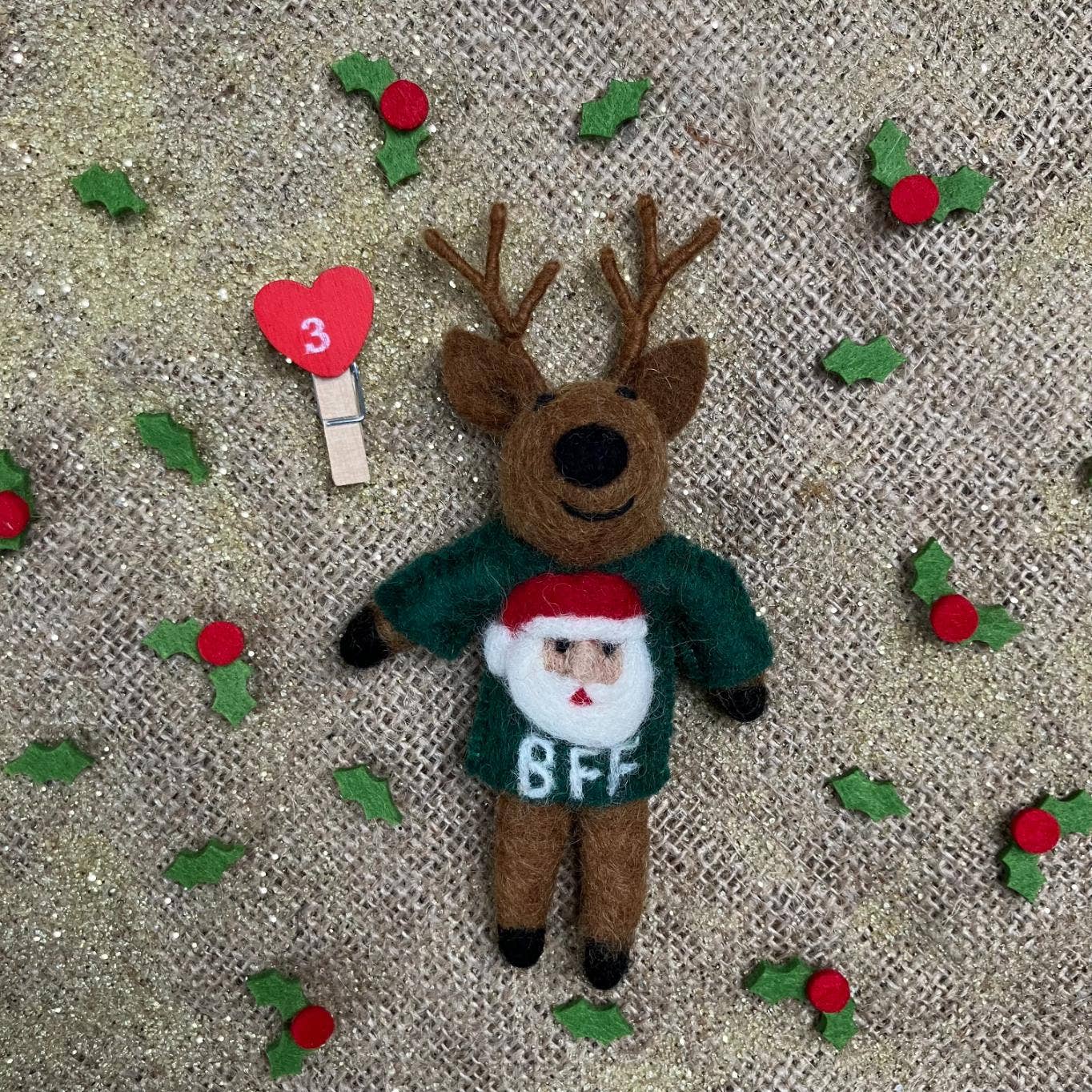 Felt So Good - Handmade Felt BFF Reindeer Hanging Christmas Decoration