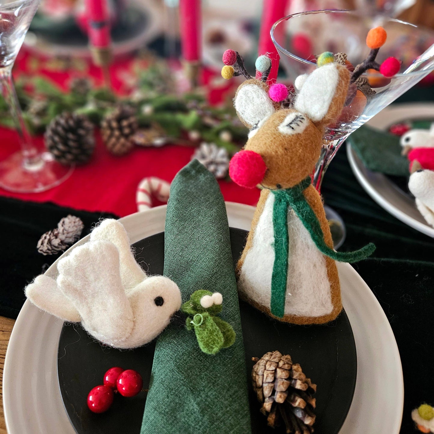 Felt So Good - Handmade Felt Mistletoe Dove Hanging Christmas Decoration