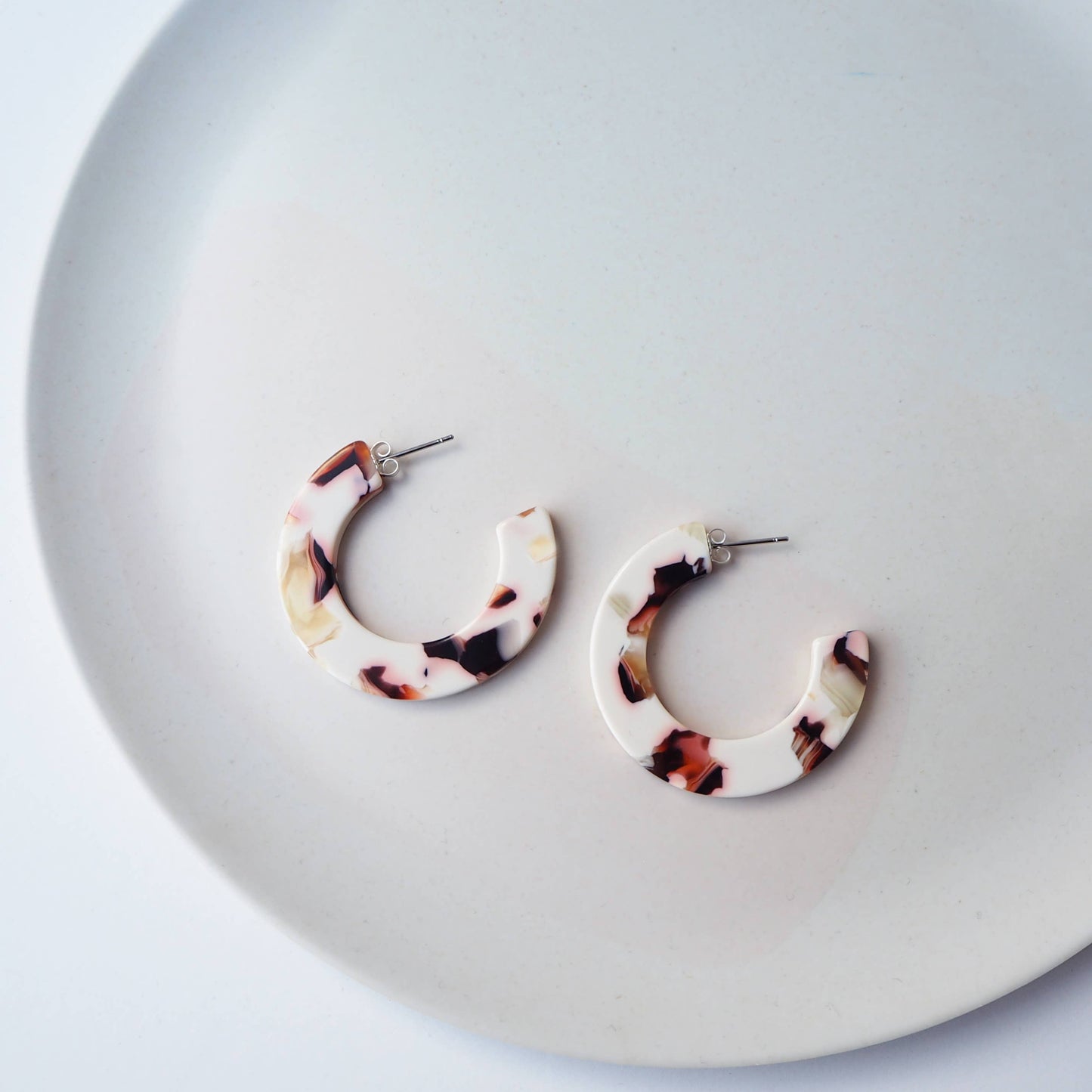 Custom Made - Cocoa Marble Midi Hoop Earrings