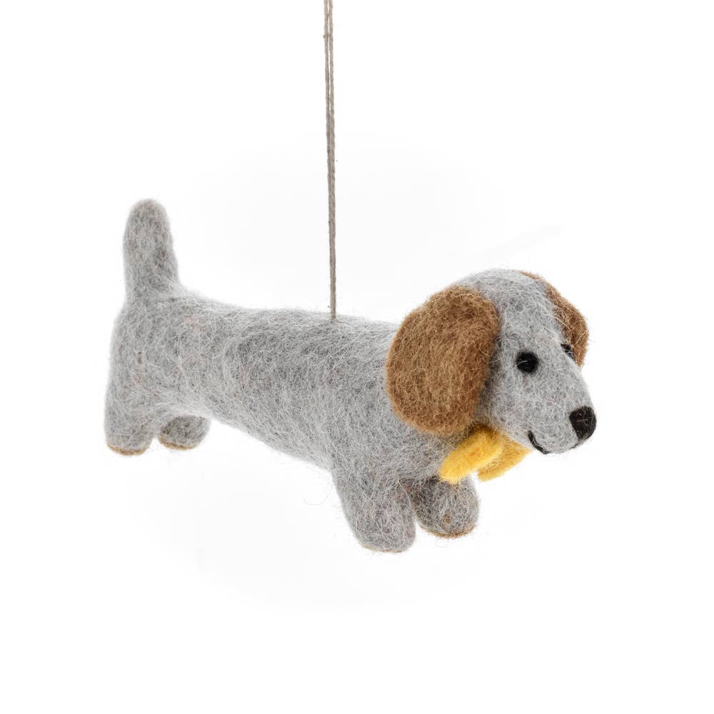 Felt So Good - Handmade Felt Dapper Dachshund Hanging Decoration