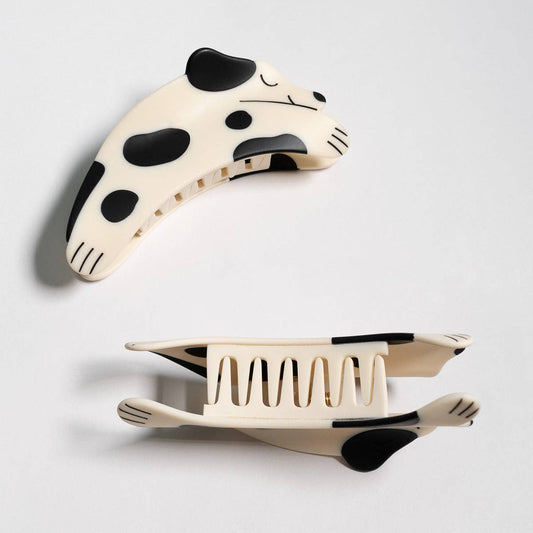 WINONA IRENE - Black and White Matte Acetate Puppy Dog Hair Claw Accessory