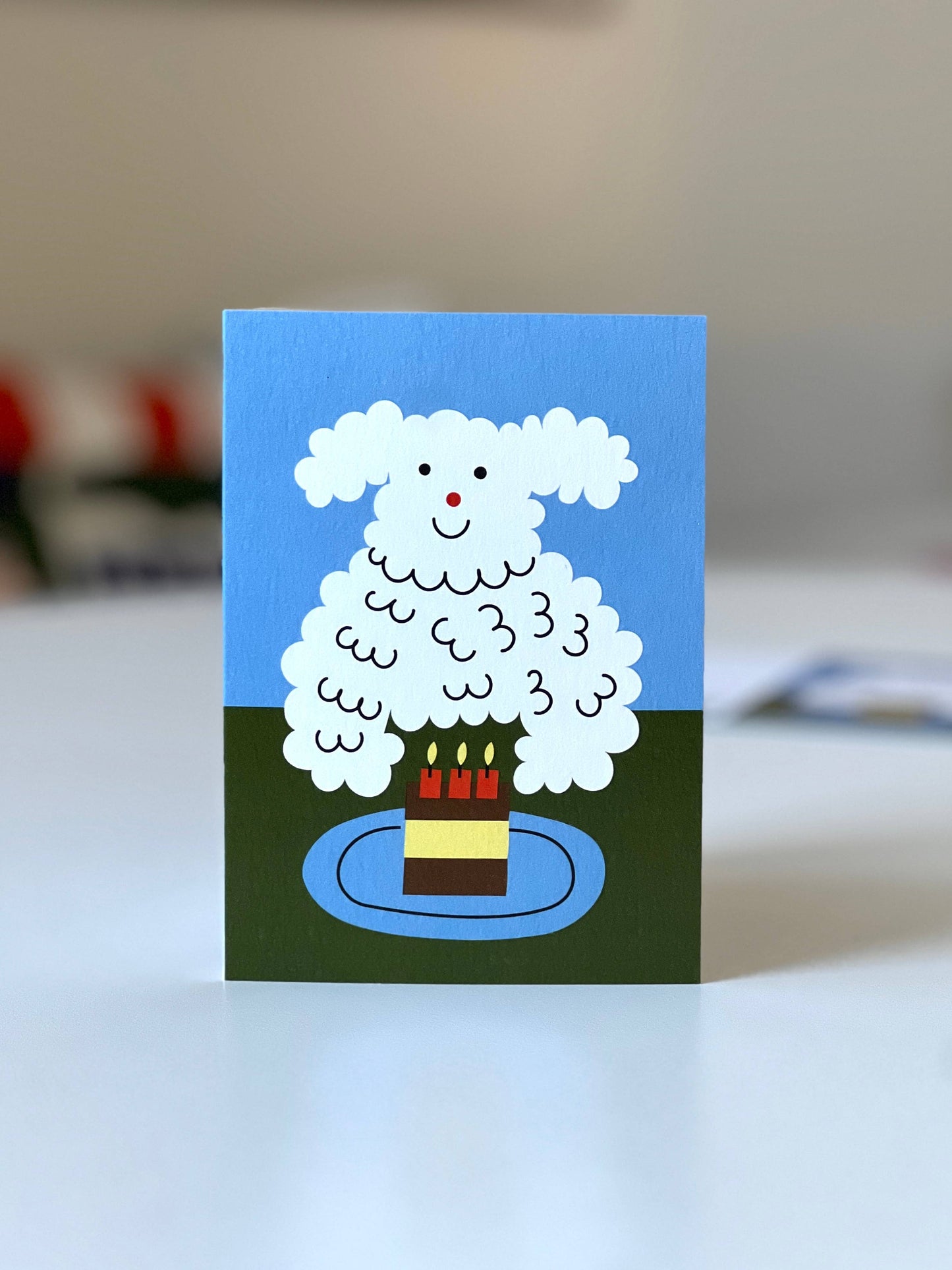 Seekprint - Fluffy White Dog Birthday Card – Cute Pet Greeting Card