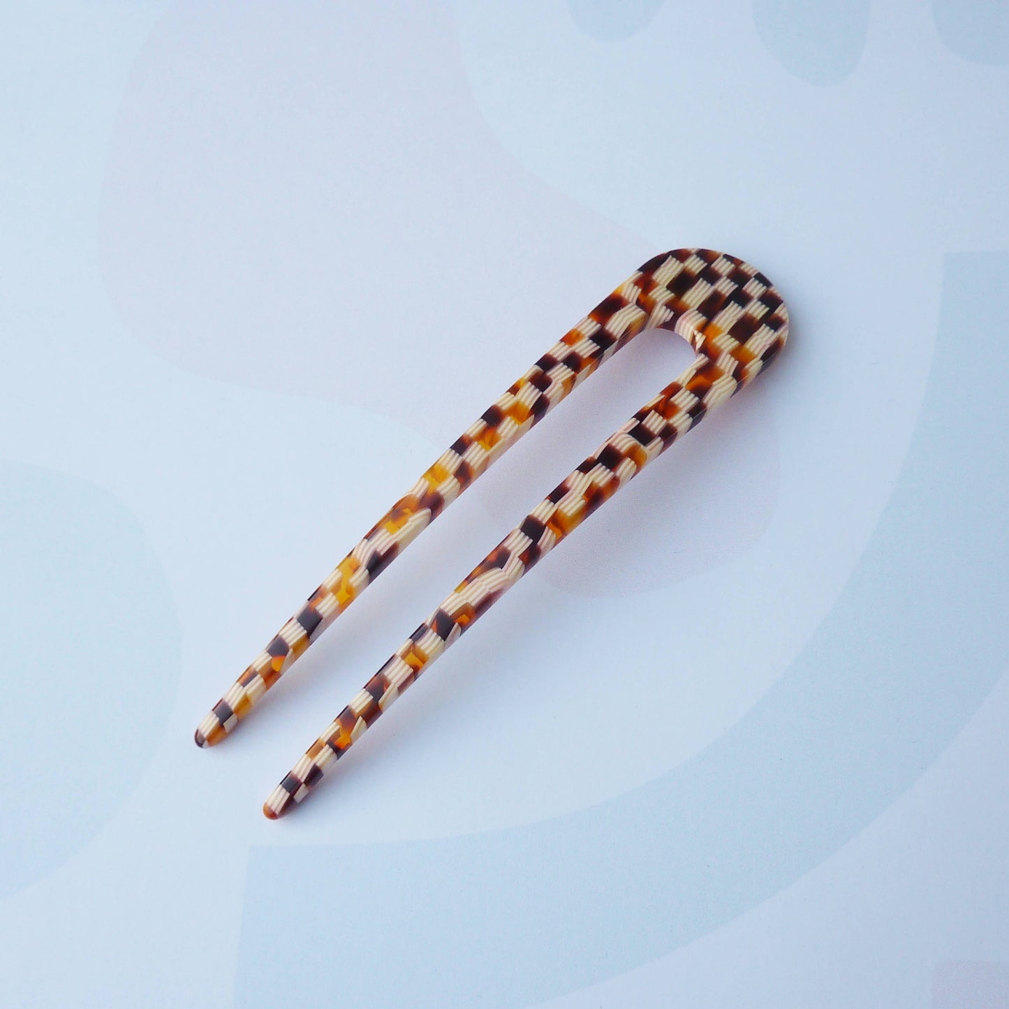 Custom Made - Honey Checker Hair Pin