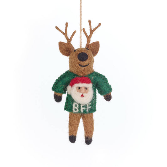 Felt So Good - Handmade Felt BFF Reindeer Hanging Christmas Decoration