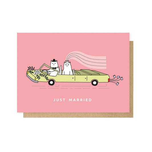 Just Married Cats Greetings Card