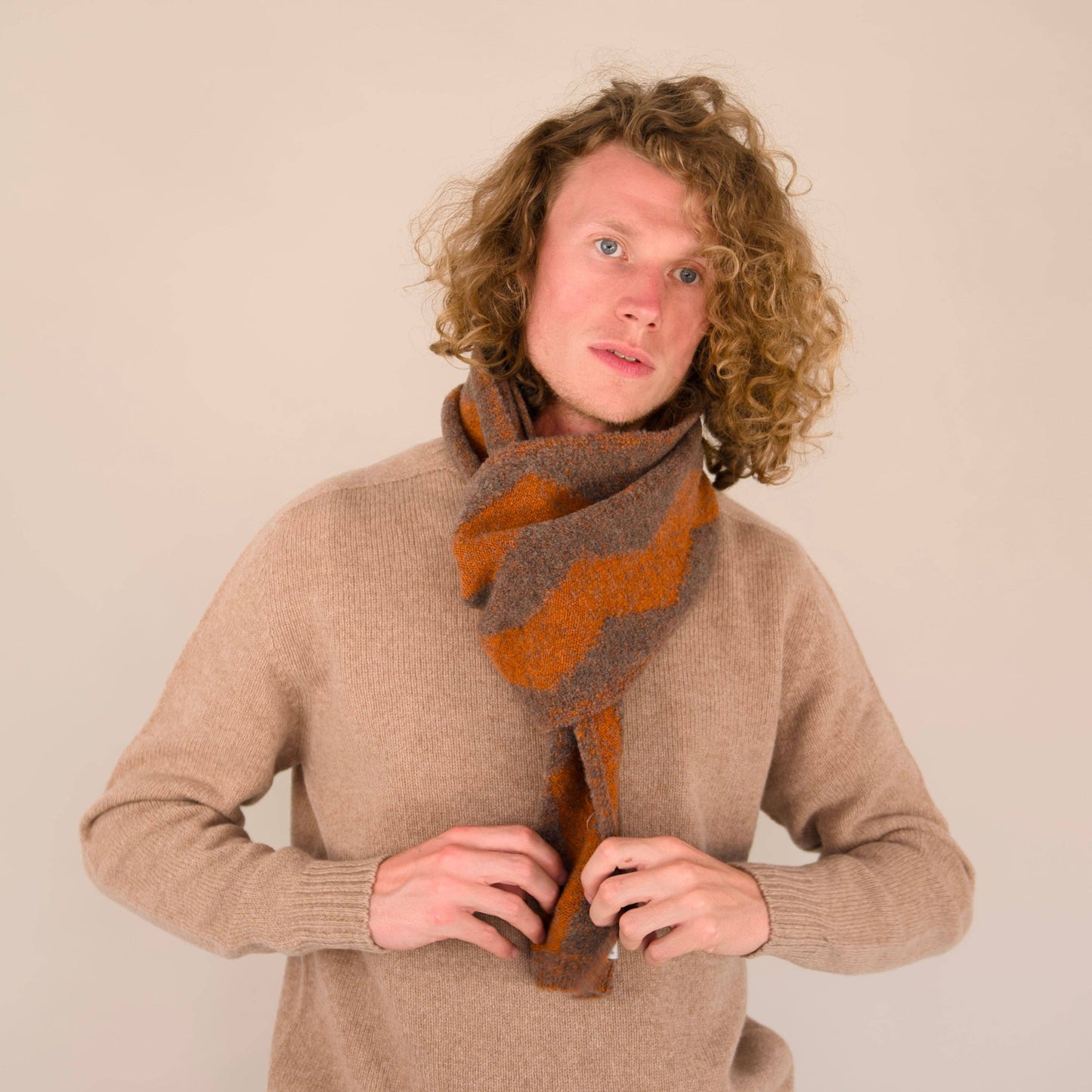 Origin Knitwear - Soufflé - Thames Scarf - Light Brown_Oxide