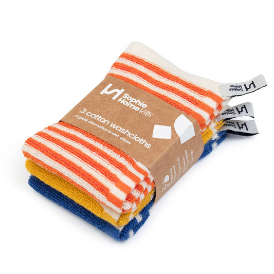 Sophie Home Ltd - Resusable & Eco-Friendly Washcloths: Striped Orange