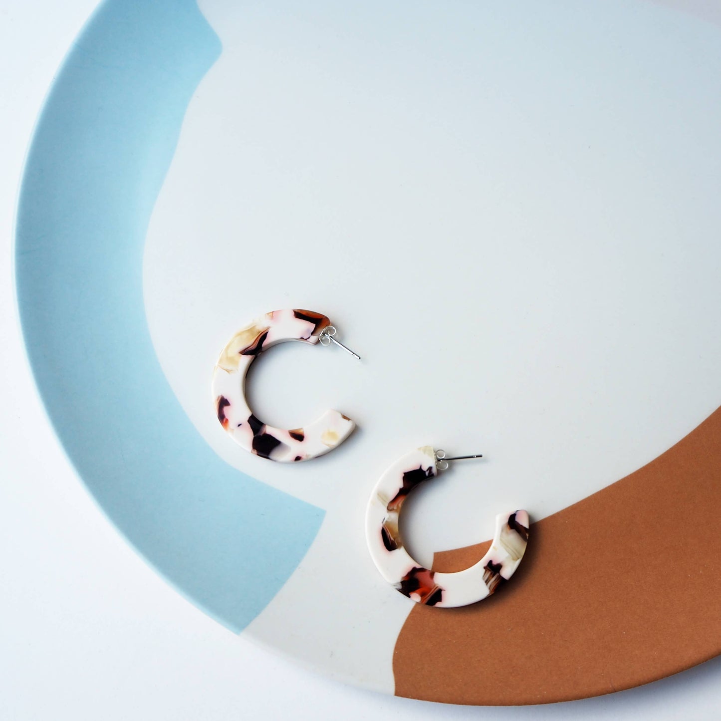 Custom Made - Cocoa Marble Midi Hoop Earrings