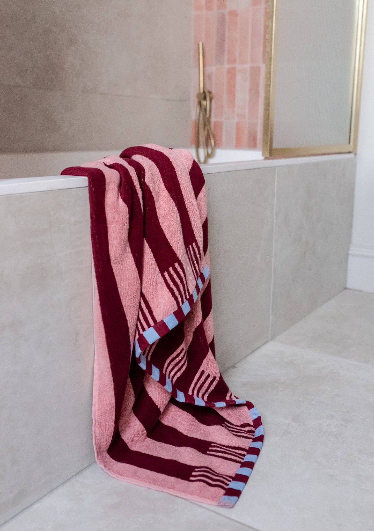 TBCo - Terry Cotton Towels in Pink Stripe