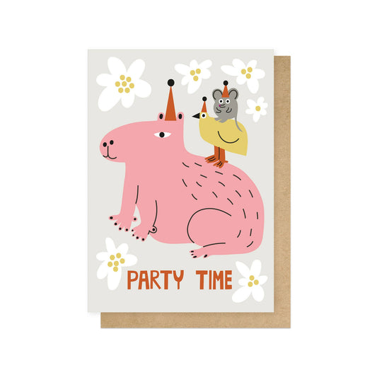Party Capybara Greetings Card