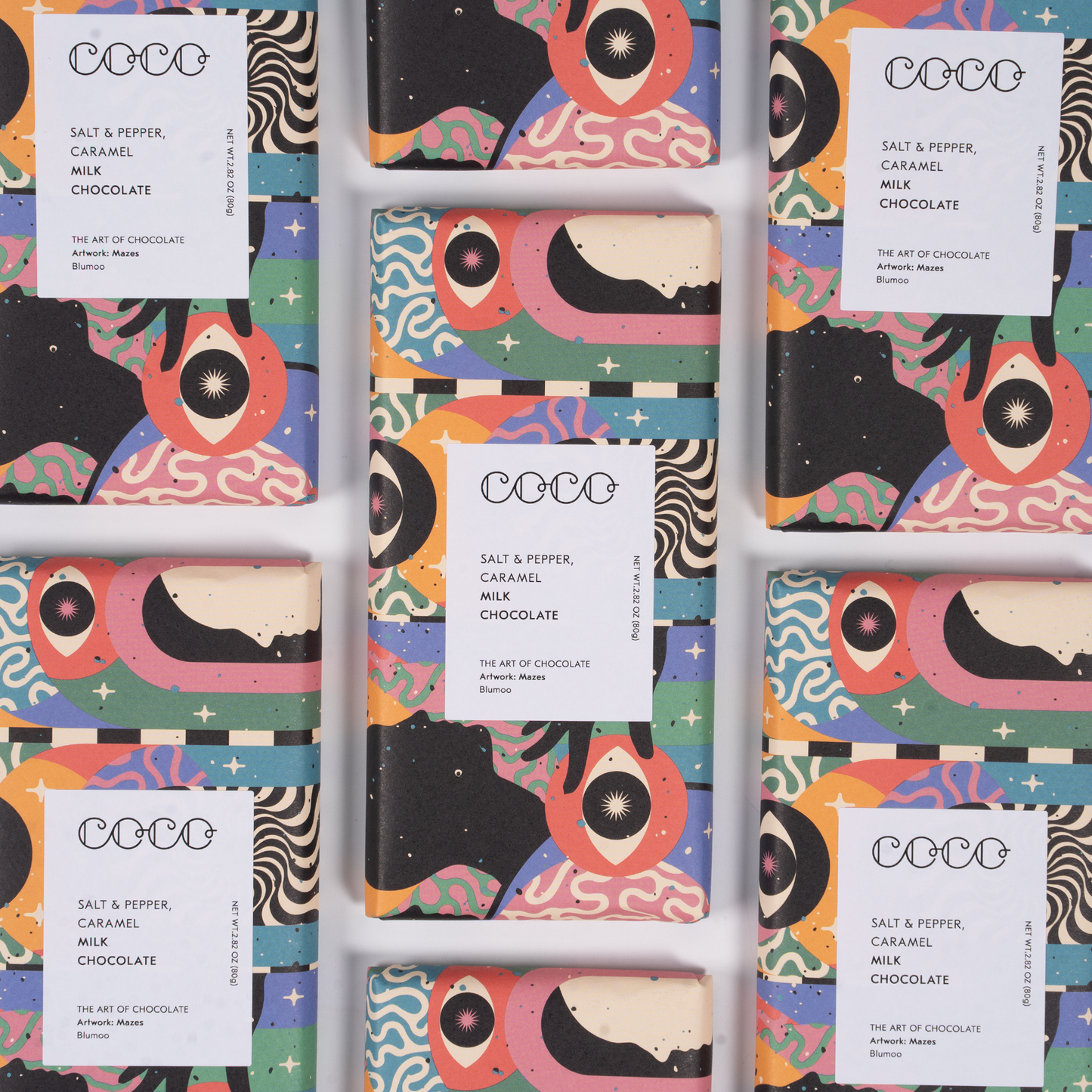 COCO Chocolatier - Salt & Pepper Caramel Milk Chocolate Bar 80g (Pack of 12)