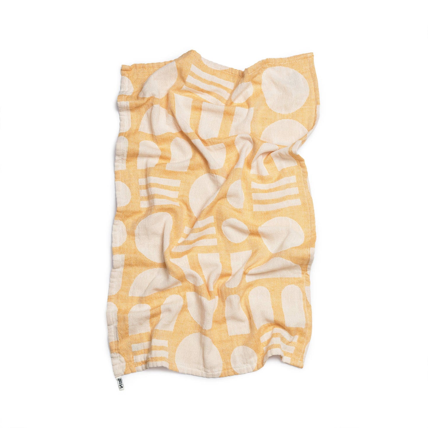 Sophie Home Ltd - Designer Cotton Tea Towel: Stack the Dishes Yellow