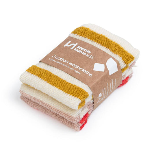 Sophie Home Ltd - Resusable & Eco-Friendly Terry Washcloths: Striped Red