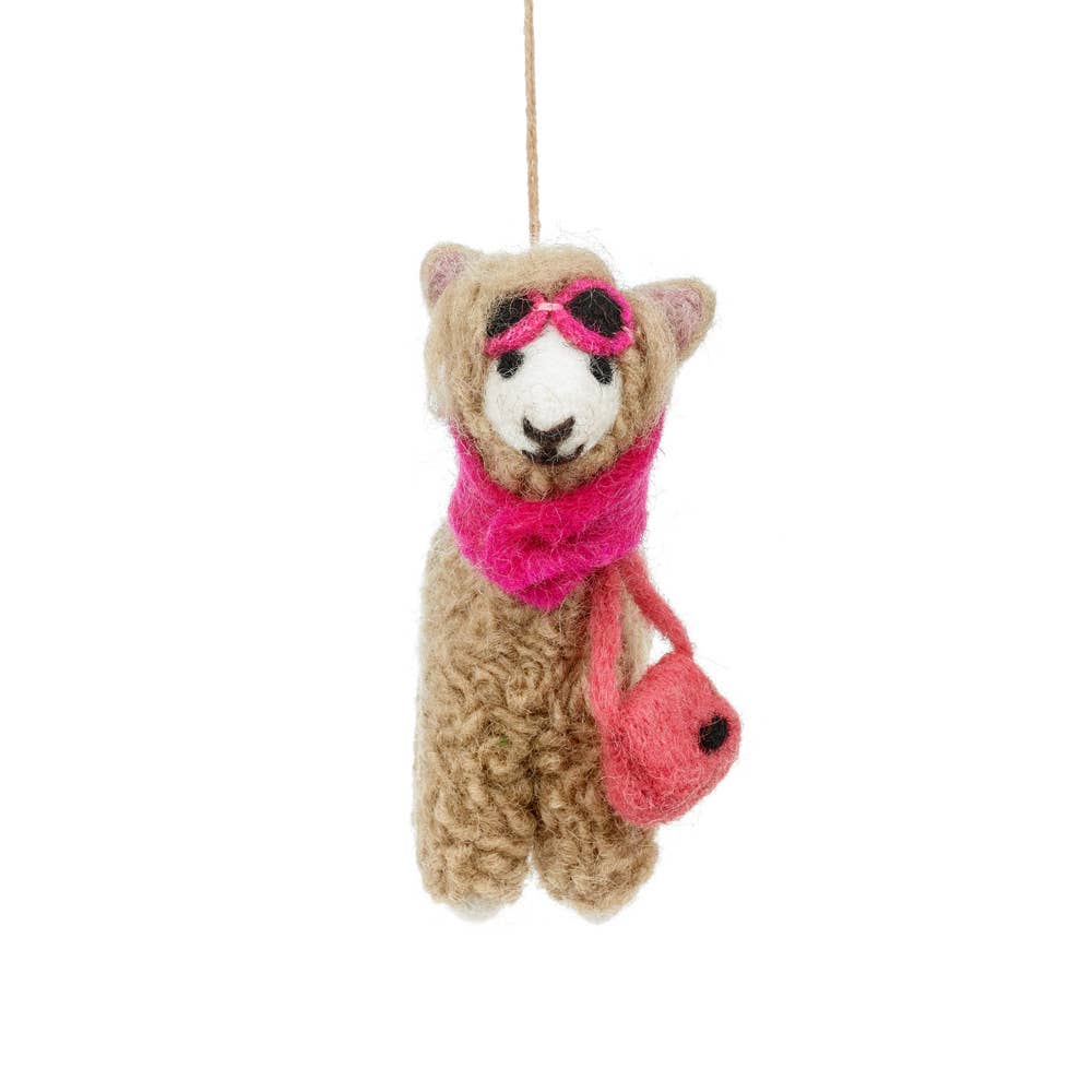 Felt So Good - Handmade Felt Diva Alpaca Hanging Decoration