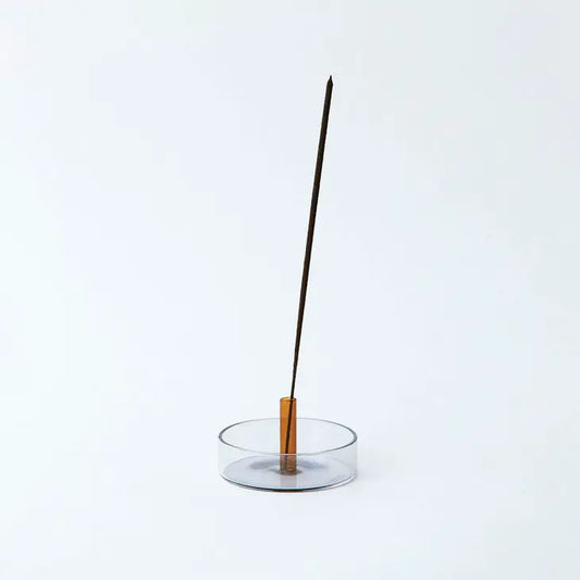 Grey + orange glass incense holder