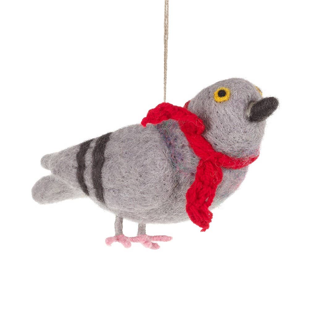 Handmade Pigeon with a Scarf Hanging Bird Decoration