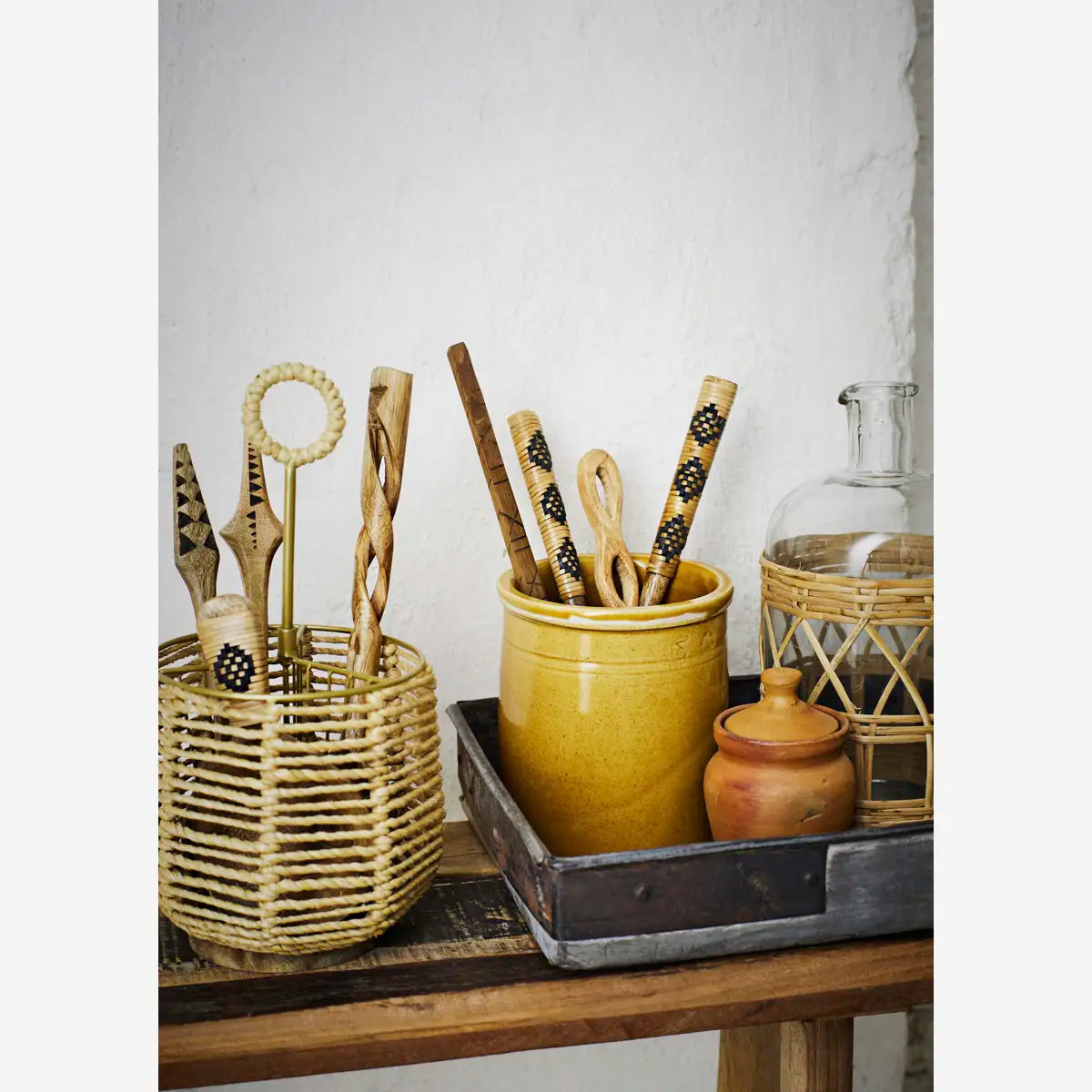 STONEWARE JAR, ANTIQUE MUSTARD