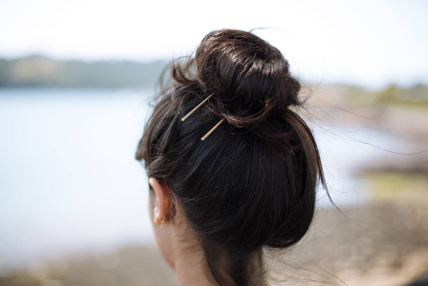 Roake Studio - Lizzy Minimal Brass Hairpin -  D-shape