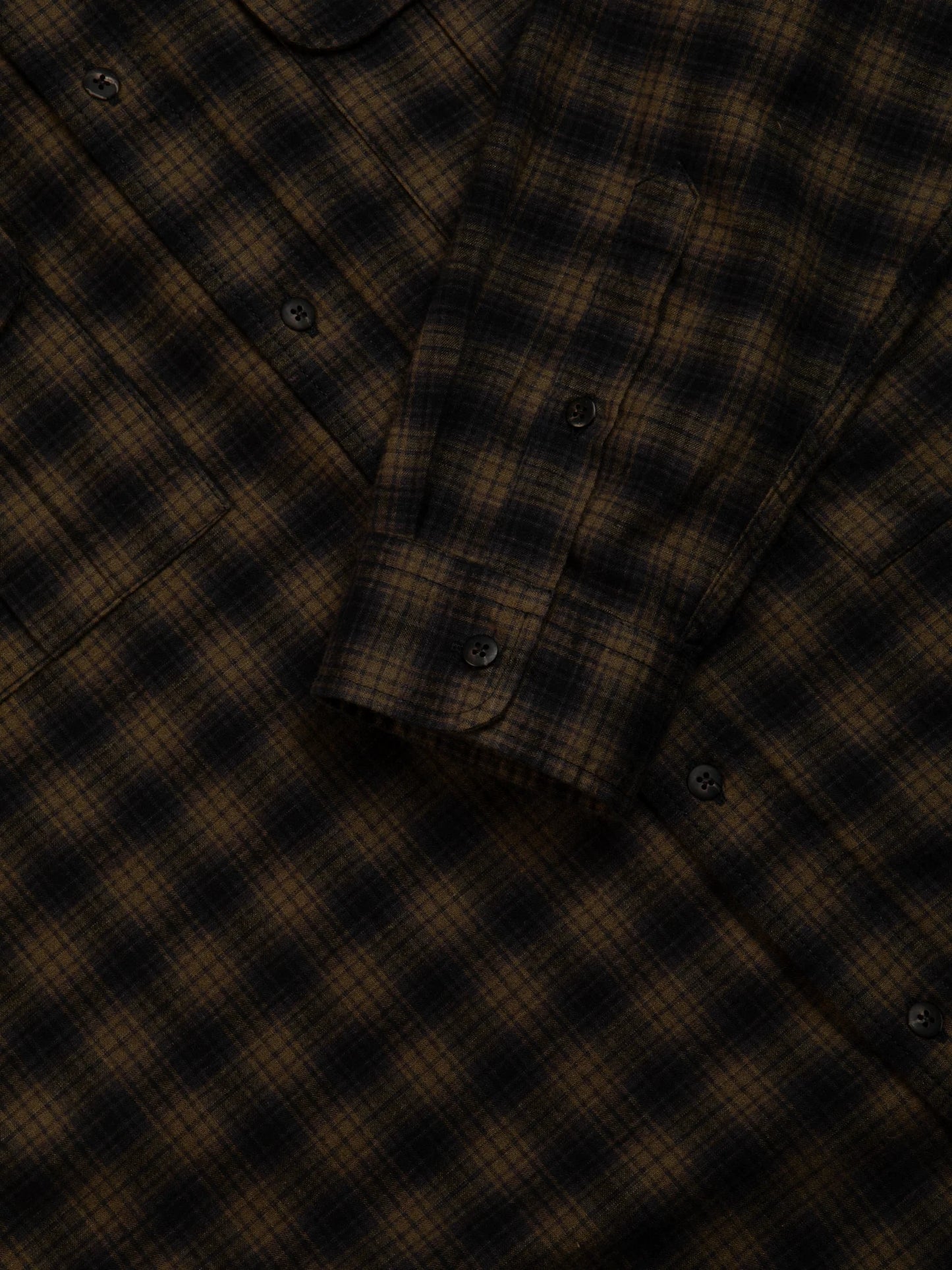 Kinnaird Shirt In Charcoal / Khaki Check Plaid Cotton