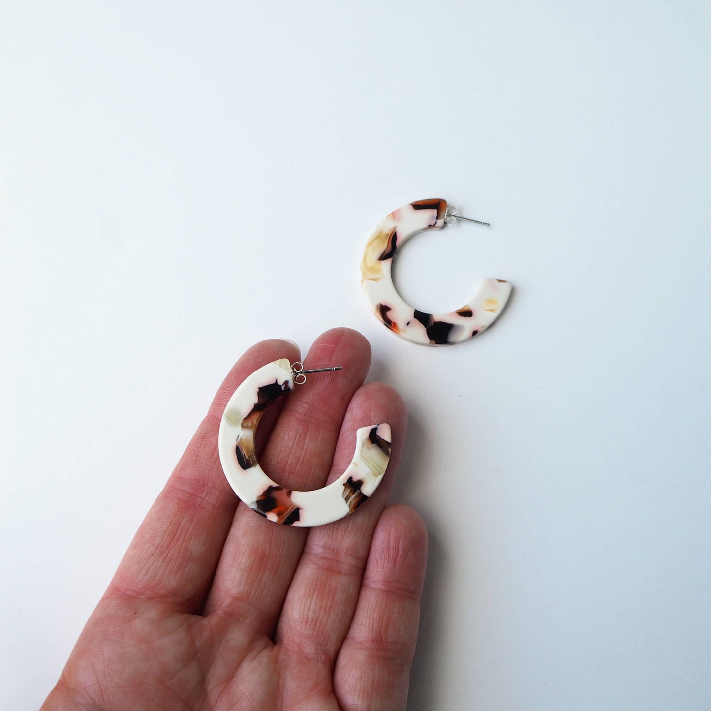 Custom Made - Cocoa Marble Midi Hoop Earrings