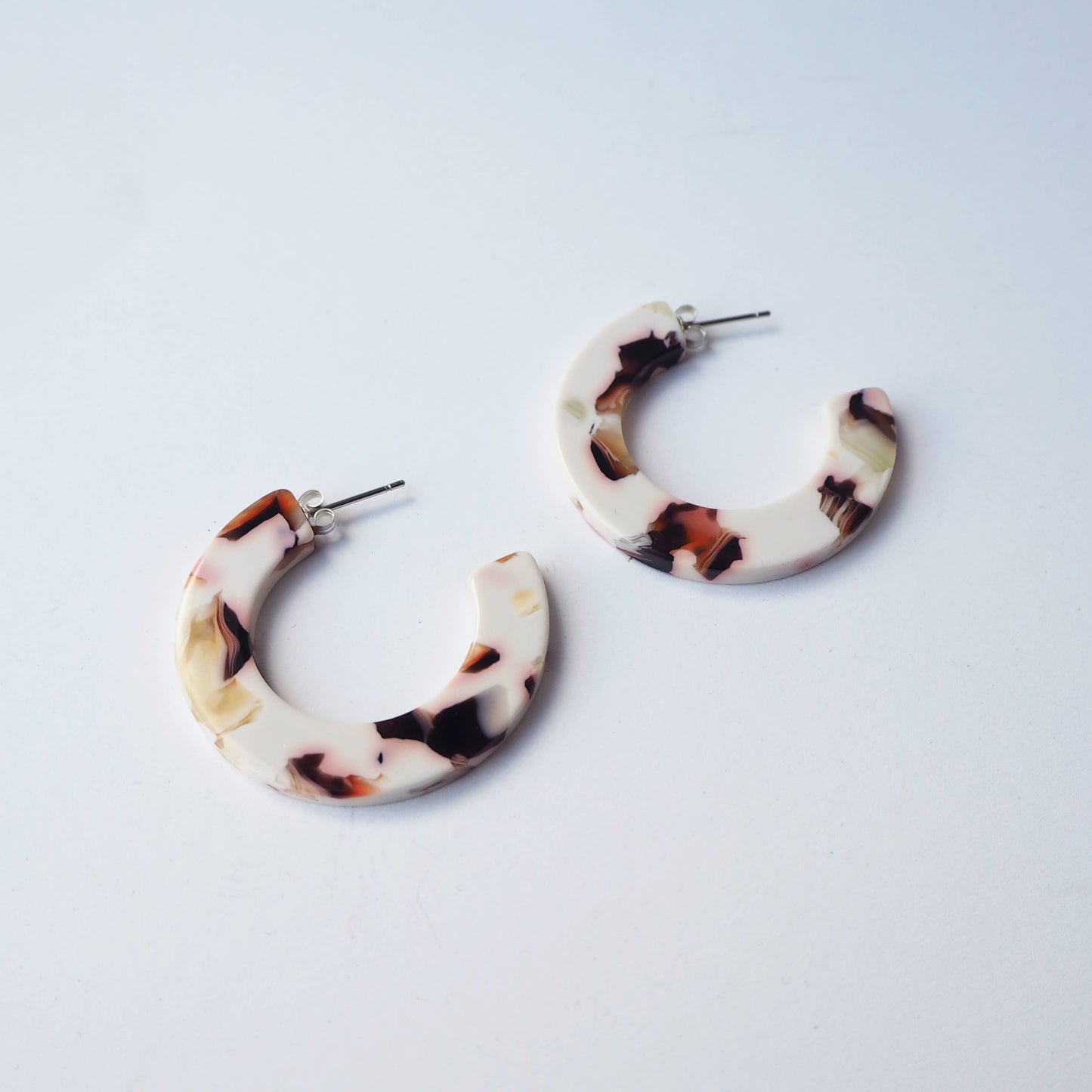 Custom Made - Cocoa Marble Midi Hoop Earrings