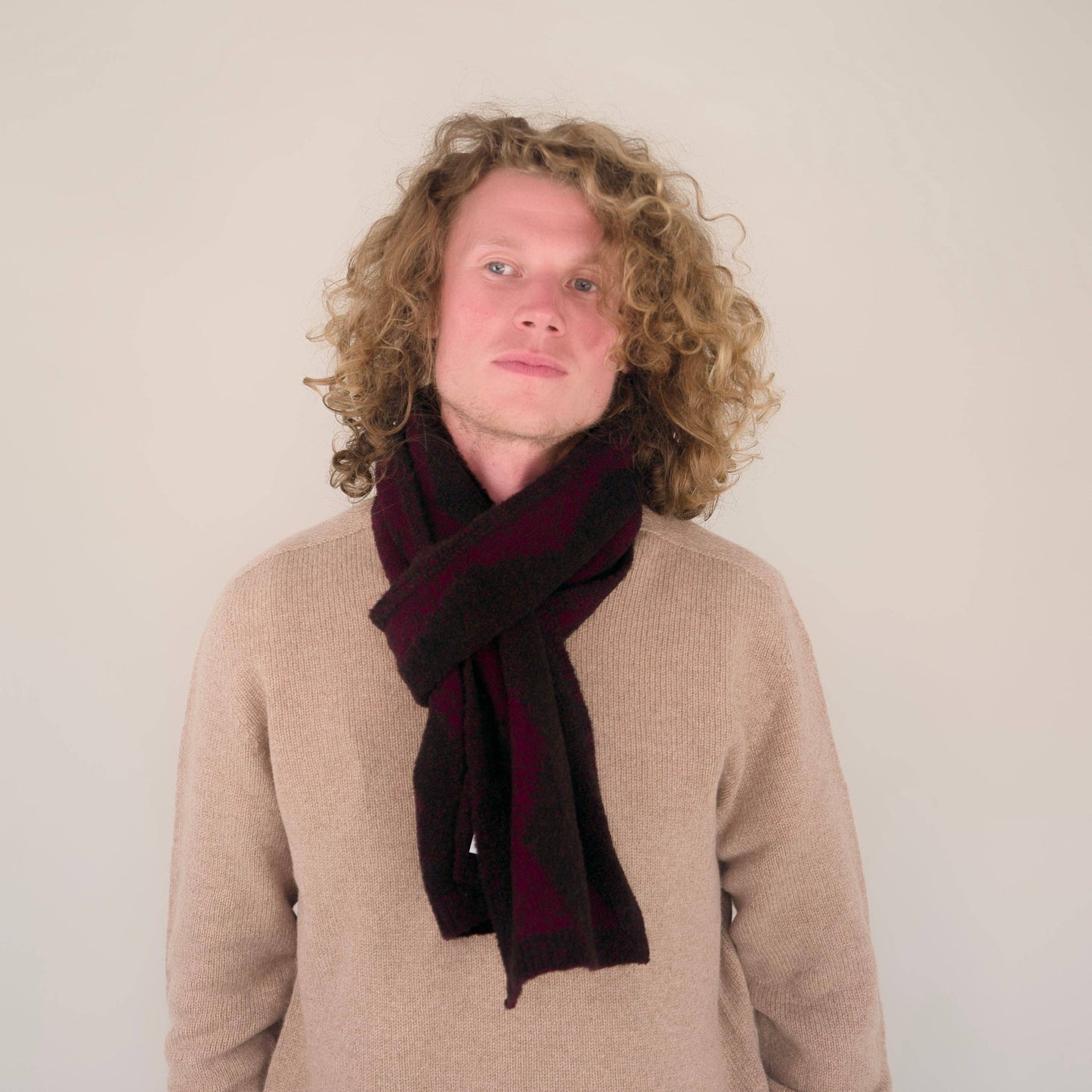 Origin Knitwear - Soufflé - Thames Scarf - Brown_Bordeaux