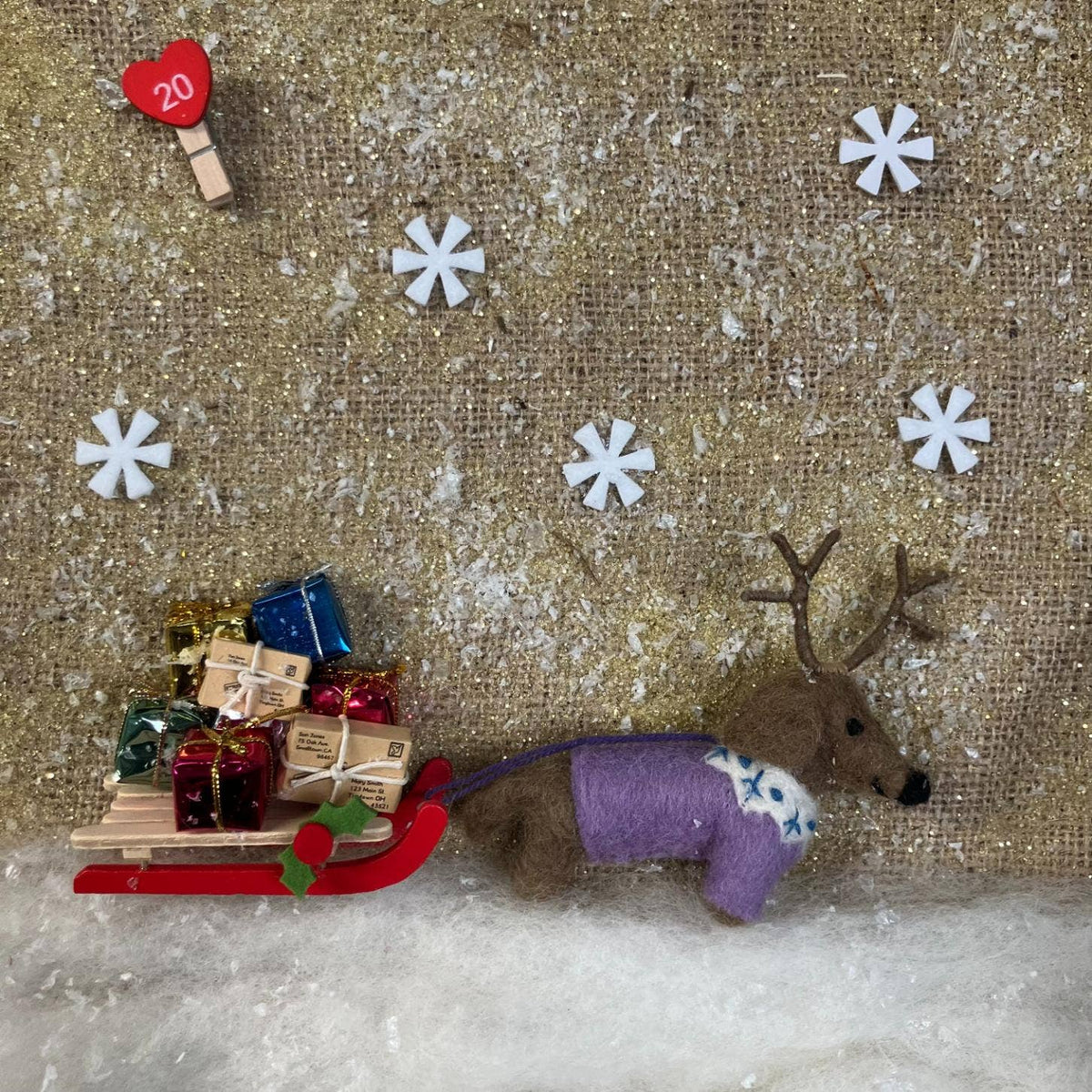 Handmade Felt Rudy Dachshund Dog Christmas Decoration