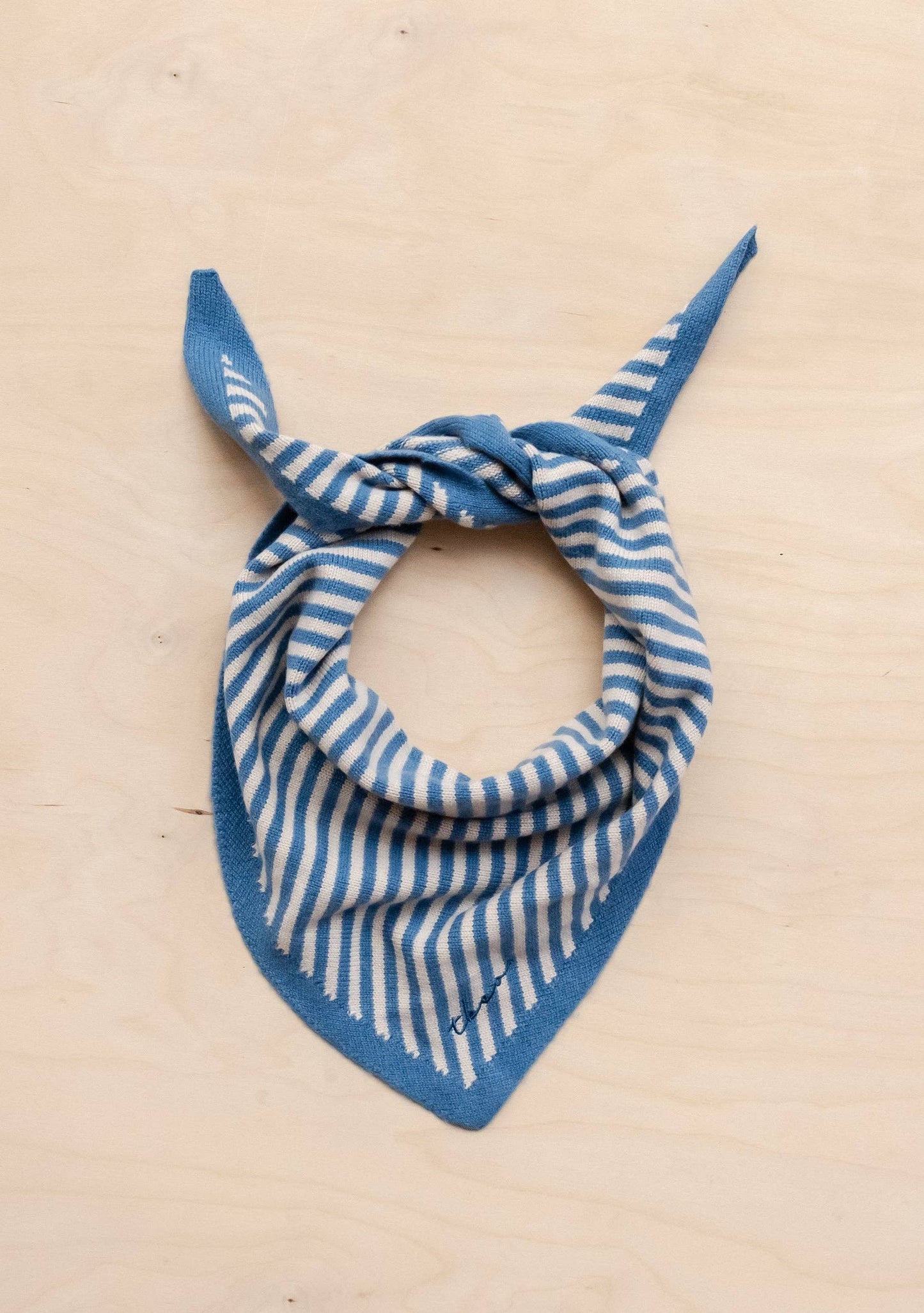 TBCo - Merino Triangle Scarf in Blue Stripe