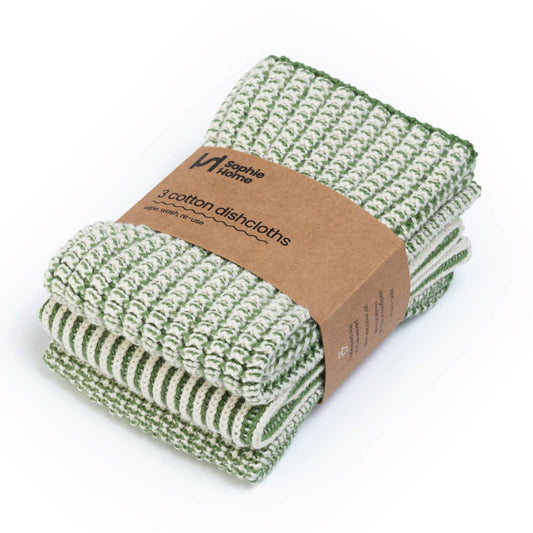 Sophie Home Ltd - Reusable & Eco-Friendly Cotton Dishcloths: Textured Green