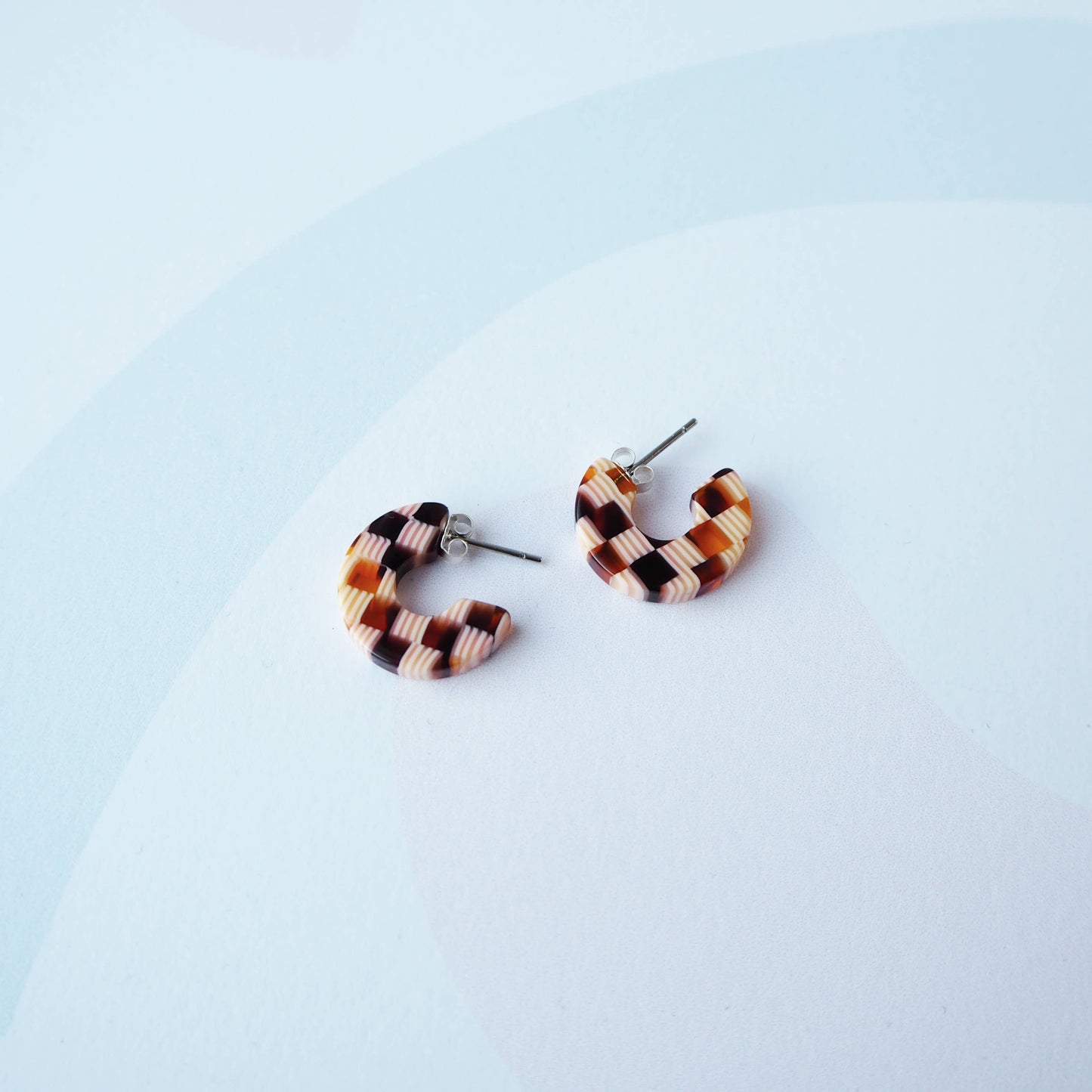 Custom Made - Honey Checker Super Mini Hoop Earrings