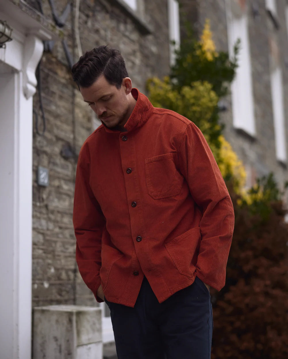 #3001 buttoned cord overshirt - rust