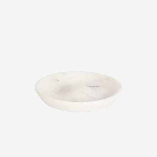 ROUND MARBLE INCENSE HOLDER, WHITE