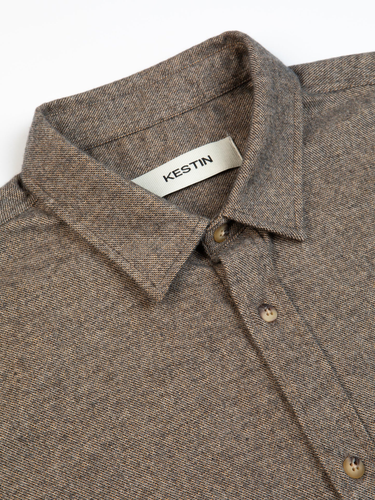 Kinnaird Shirt In Peat Marl Soft Mouline Cotton