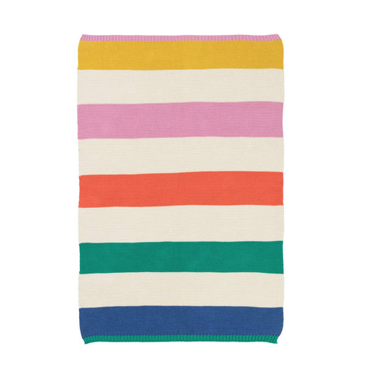 Sophie Home Ltd - Cotton Knit Stroller/Pram Baby Blanket: Striped Rainbow