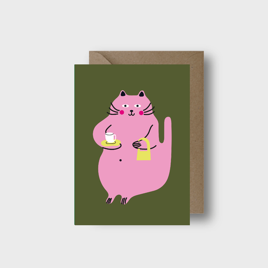 Seekprint - Happy Chubby Cat Greeting Card