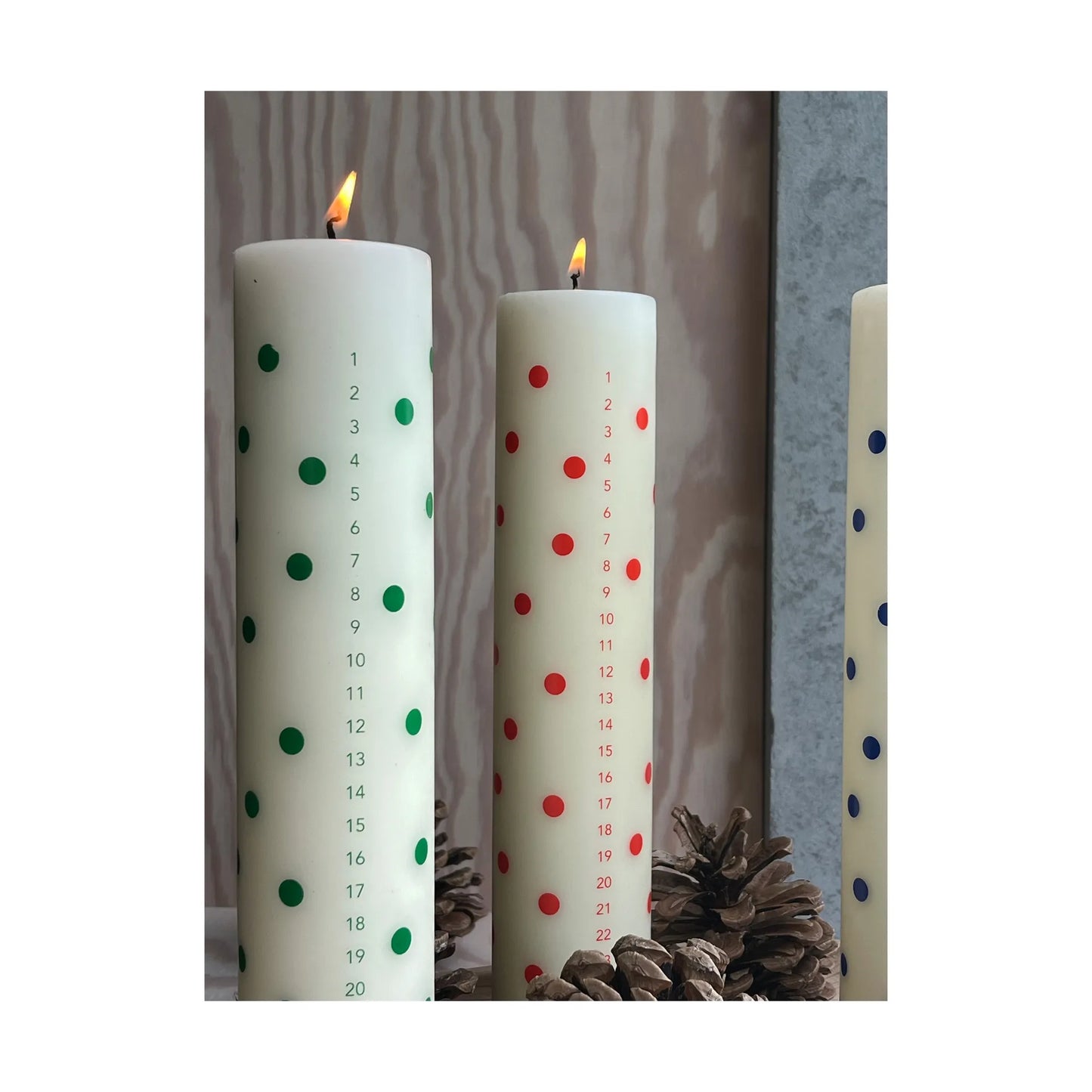 Polka Advent Candle Blue