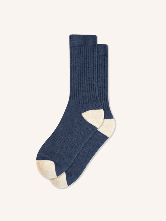 Elgin Sock in Blue/Ecru