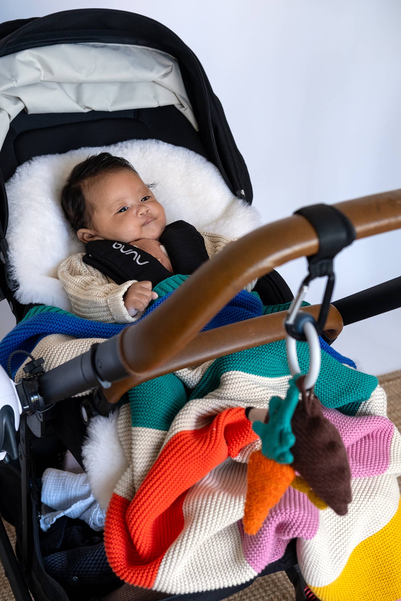 Sophie Home Ltd - Cotton Knit Stroller/Pram Baby Blanket: Striped Rainbow