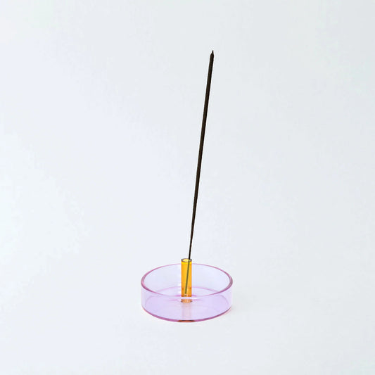 Lilac + Peach glass incense holder